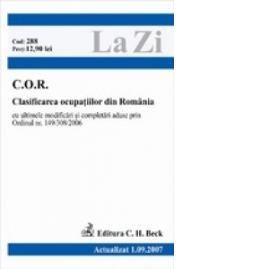 COR - CLASIFICAREA OCUPATIILOR DIN ROMANIA (COD 326) ACTUALIZAT LA 20.08.2008