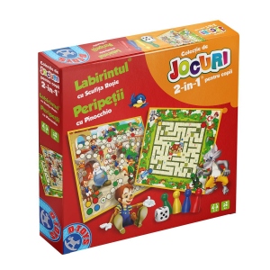 Jocuri pentru copii 2 in 1 - Labirintul cu Scufita Rosie, Peripetii cu Pinocchio
