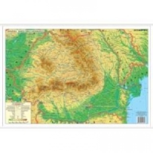 Romania harta fizico - geografica (100 x 70 cm) - sipci de lemn