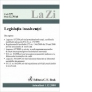Legislatia insolventei (actualizat la 01.12.2008). Cod 339