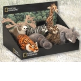 Animale de jungla asortate 8 modele: leopard, girafa, elefant, leu, hipopotam, tigru, zebra, cerb caribu - 20 cm