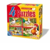 Set 4 puzzle-uri - 12, 24, 35 si 48 piese - Animale