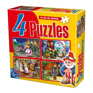 Set 4 puzzle-uri Basme de 12, 24, 35 și 48 piese