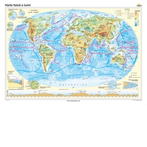 Harta fizica a lumii (160 x 120 cm)
