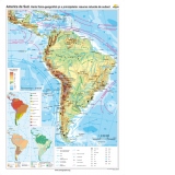 America de Sud. Harta fizico-geografica si a principalelor resurse naturale de subsol (140x100 cm)