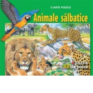 Animale salbatice - Carte puzzle. 4 puzzle cu 48 de piese