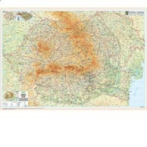Romania - harta fizica (PD3) 200x140 cm