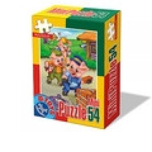 Mini Puzzle 54 - Basme (Cei trei purcelusi)