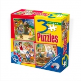 Set 3 puzzle-uri magnetice – basme de 6, 9, 16 piese - Hansel si Gretel, Alba ca zapada si Pinocchio