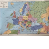 Europa - Harta politica + harta contur (verso), 160x120 cm