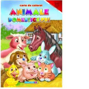 Animale domestice pui - carte de colorat (format A4)