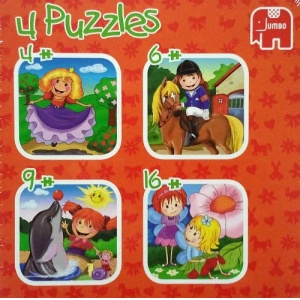 Puzzle aventurile fetitelor 4 in 1 - 4, 6, 9, 16 piese