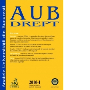 Analele Universitatii din Bucuresti - Seria Drept, nr. I din 2010