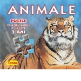 Animale - carte cu puzzle (puzzle pentru copii de peste 3 ani)