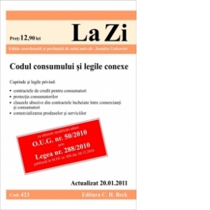 Codul consumului si legile conexe (actualizat la 20.01.2011). Cod 423