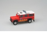 Macheta Land Rover Defender, pompieri, 1:43