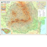 Romania - harta fizica 160x120 cm (laminata)