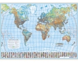 Lumea - Harta Fizica (hartie laminata) 140x100