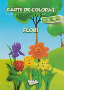 Carte de colorat cu abtibilduri. Flori