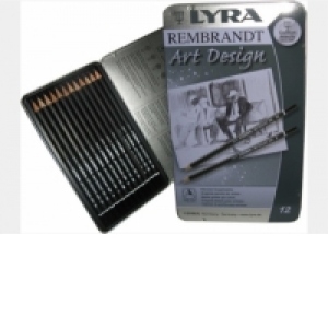 Creion desen profesional Lyra Rembrandt Art Design, 12 bucati/cutie metalica