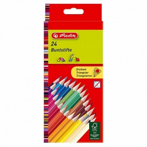 Creioane color 1/1, lacuite, sectiune triunghiulara, set 24