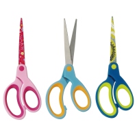 Foarfeca scolara, varf ascutit, 17cm, otel/plastic, maner ergonomic, culori asortate