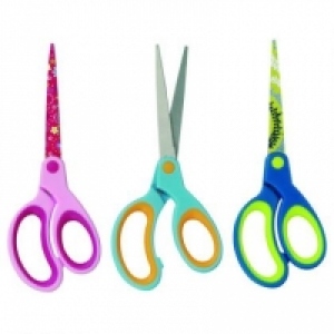 Foarfeca scolara, varf ascutit, 17cm, otel/plastic, maner ergonomic, culori asortate