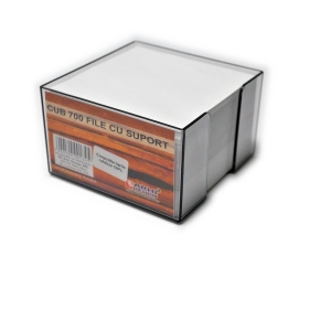 Cub notite 700 file, format 9 x 9 cm, cu suport transparent