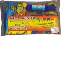 Set Micul Mester (150 figurine buretate + 1 lipici glitter + 1 foarfeca + 1 stick 15 gr)