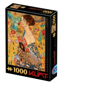 Puzzle 1000 piese Gustav Klimt - Lady with a fan