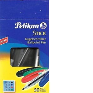 Pix Stick, unica folosinta, capac + mina din culori asortate, cutie 50 bucati, Pelikan