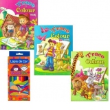 Set promotional 3 carti de colorat Colectia Traseaza si coloreaza + Creioane color 12 culori