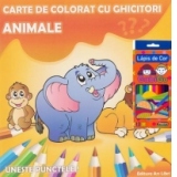 Carte de colorat cu ghicitori - Animale + Creioane color 12 culori