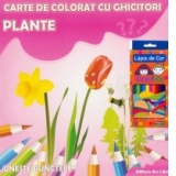 Carte de colorat cu ghicitori - Plante + Creioane color 12 culori