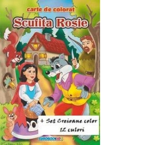 Scufita Rosie - carte de colorat (format B5) + Creioane color 12 culori