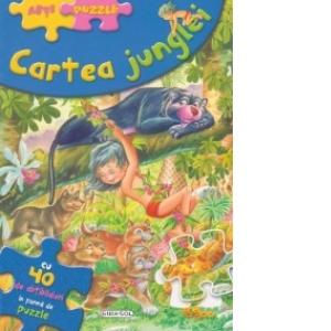 Abti Puzzle - Cartea junglei (cu 40 de abtibilduri in forma de puzzle)