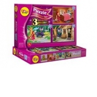 Puzzle SCUFITA ROSIE cu 3 placi, 24, 35 si 60 piese, 29x43 cm