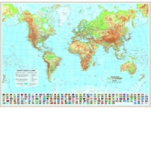 Lumea - harta fizica 200x140 cm