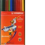 Creioane de colorat STABILO Swano Trio (set 12 bucati)
