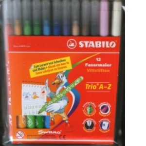Set 12 markere pentru copii : STABILO Swano Trio A-Z