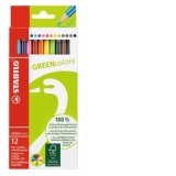 Creioane de colorat STABILO GREENcolors (set 12 bucati)