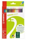 Creioane de colorat STABILO GREENcolors (set 18 bucati)