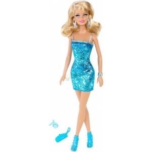 Papusa Barbie in rochie - cu paiete stralucitoare, turcoaz NEW