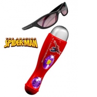 Microfon cu lumini si ochelari Spiderman