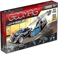 Geomag Wheels 43 de piese - masina de politie si elicopter