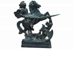 Statueta rasina patinata Cavaler pe cal 26 cm