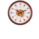 Ceas de perete de bucatarie material plastic Pizza 23 cm