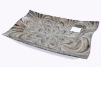Platou sticla Brown Abyss 41x26x4,5 cm