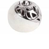 Suport ceramic pentru lumanare cu sidef White Pearl 11,5x9 cm