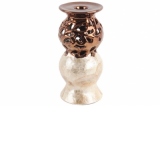 Suport ceramic pentru lumanare Brown Pearl 10x21 cm